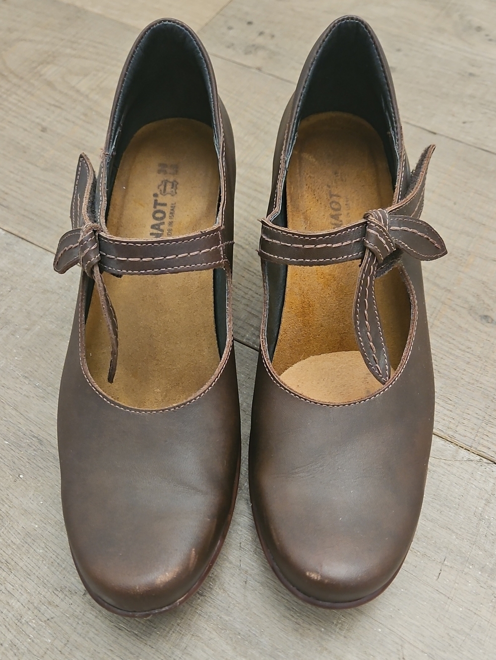 Used Naot Pleasure Mary Jane Heels Brown Leather Size EU 39 (8)